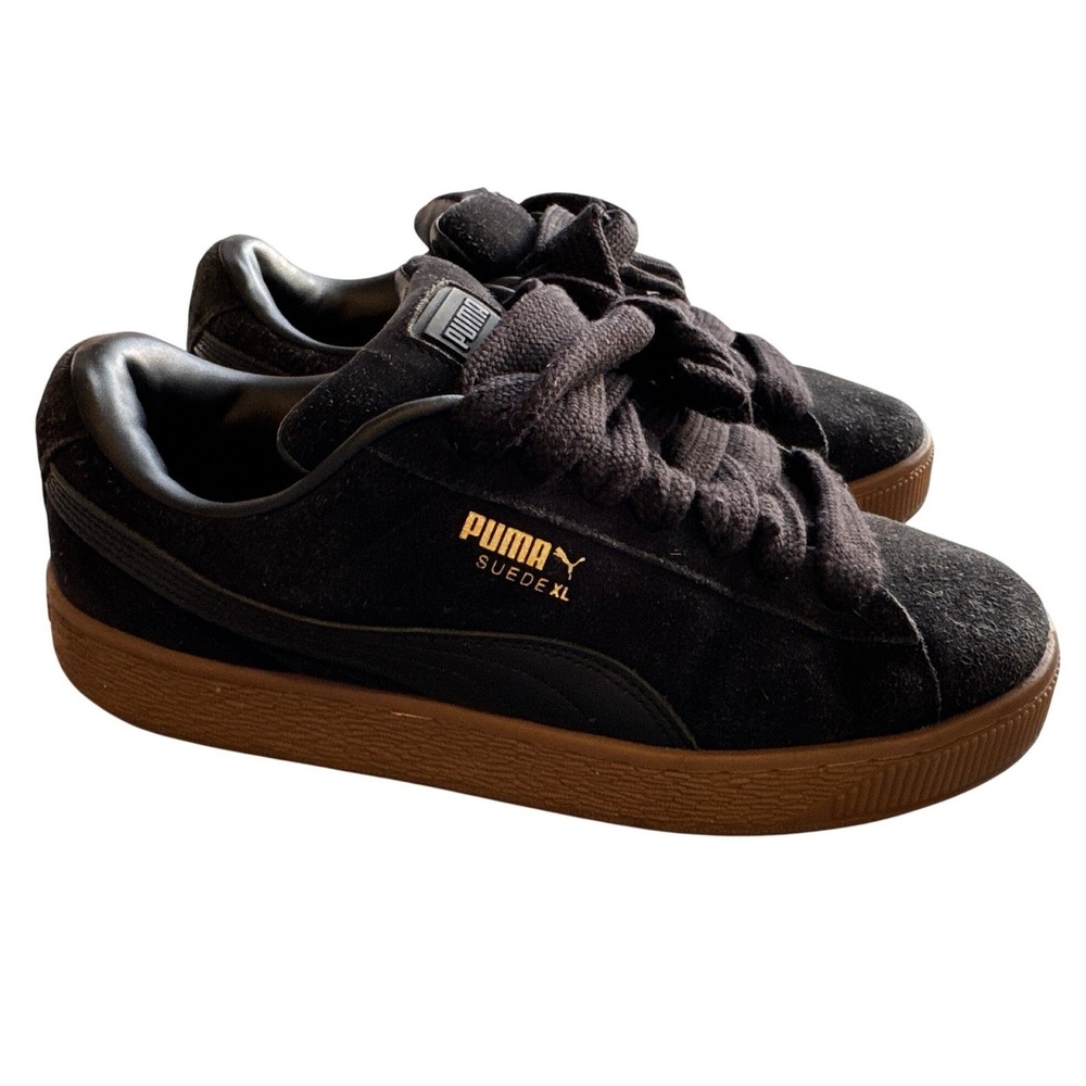 Puma Suede XL Black Gum Suede Low Top Sneakers 395205-16 Mens 9.5